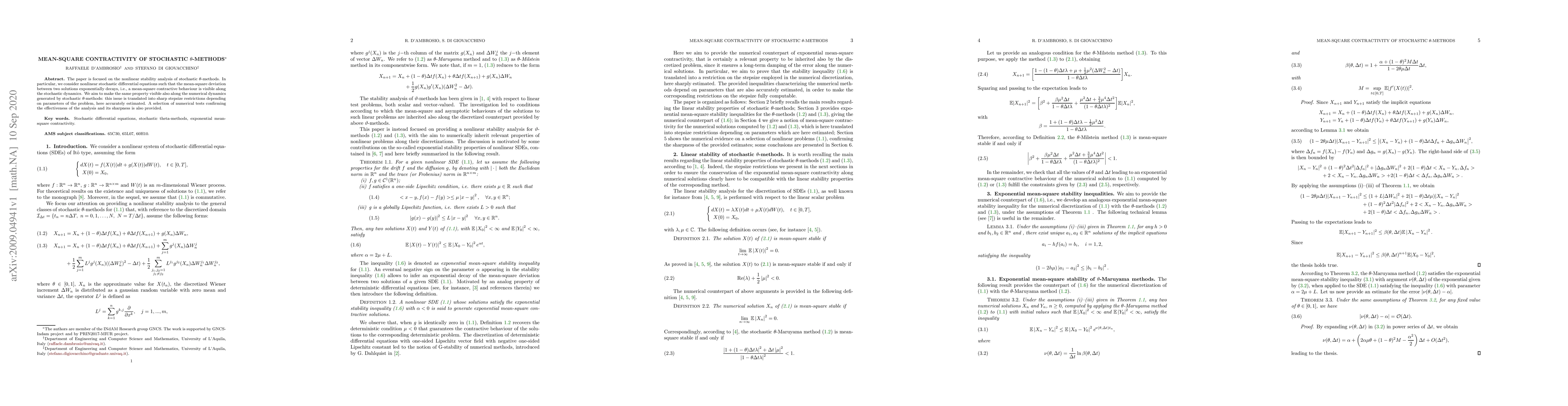 Thumbnail for Mean-square contractivity of stochastic $\theta$-methods