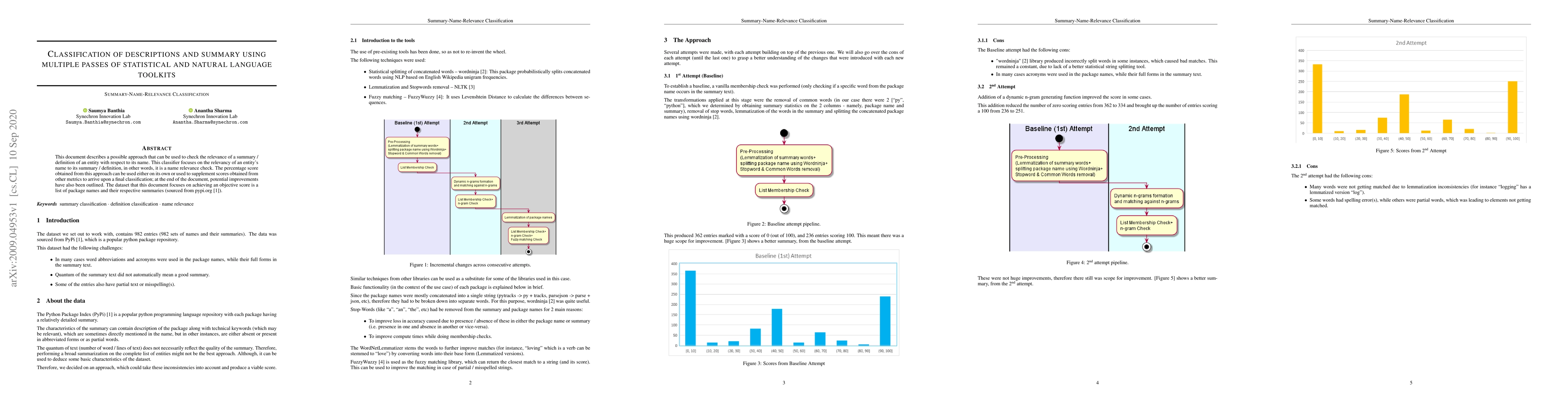 Thumbnail for Classification of descriptions and summary using multiple passes of
  statistical and natural language toolkits