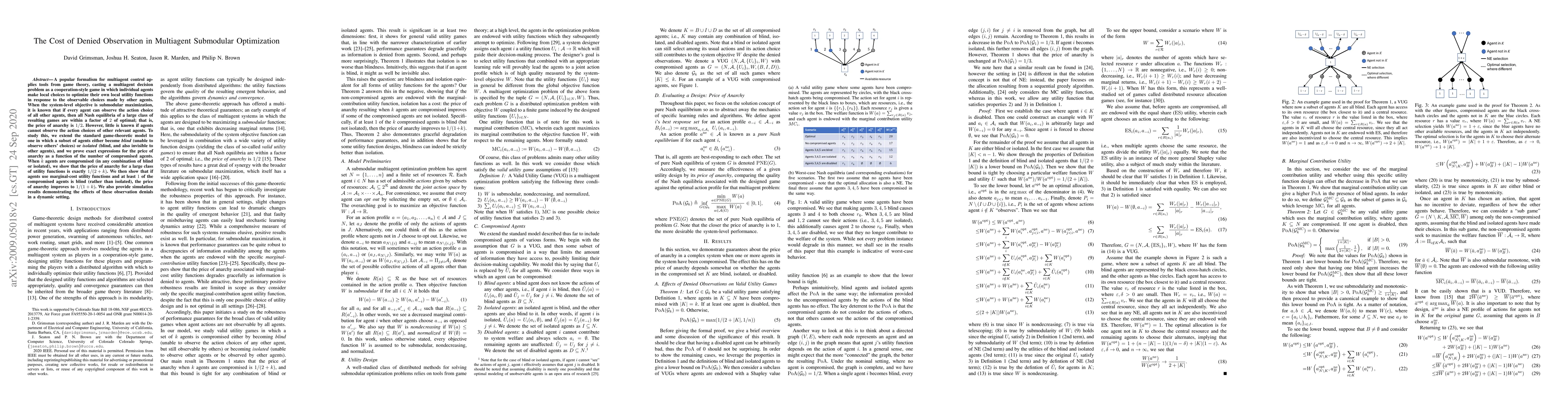 Thumbnail for The Cost of Denied Observation in Multiagent Submodular Optimization