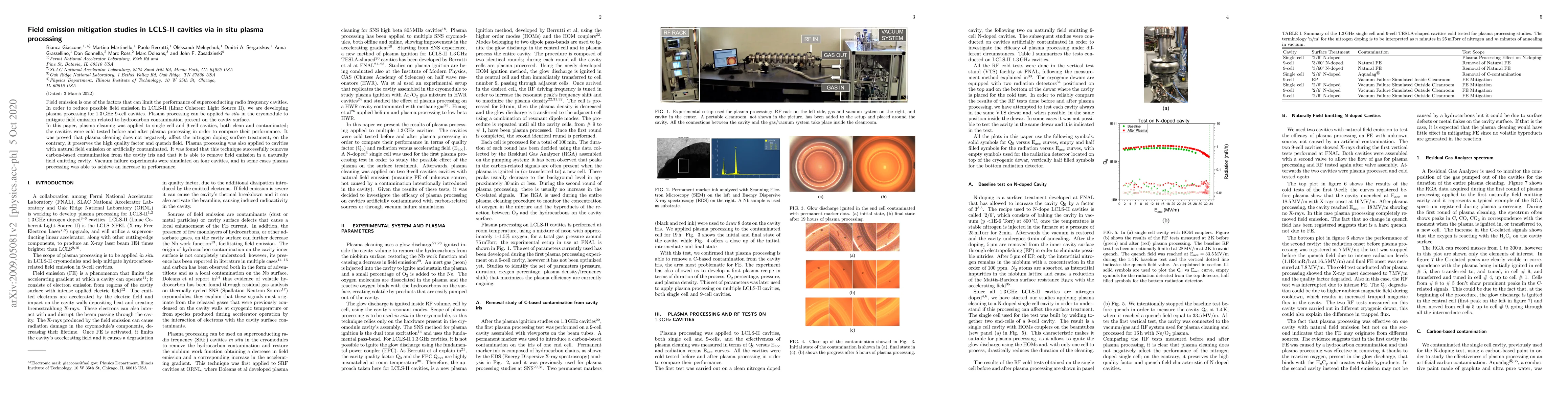 Thumbnail for Field emission mitigation studies in LCLS-II cavities via in situ plasma
  processing