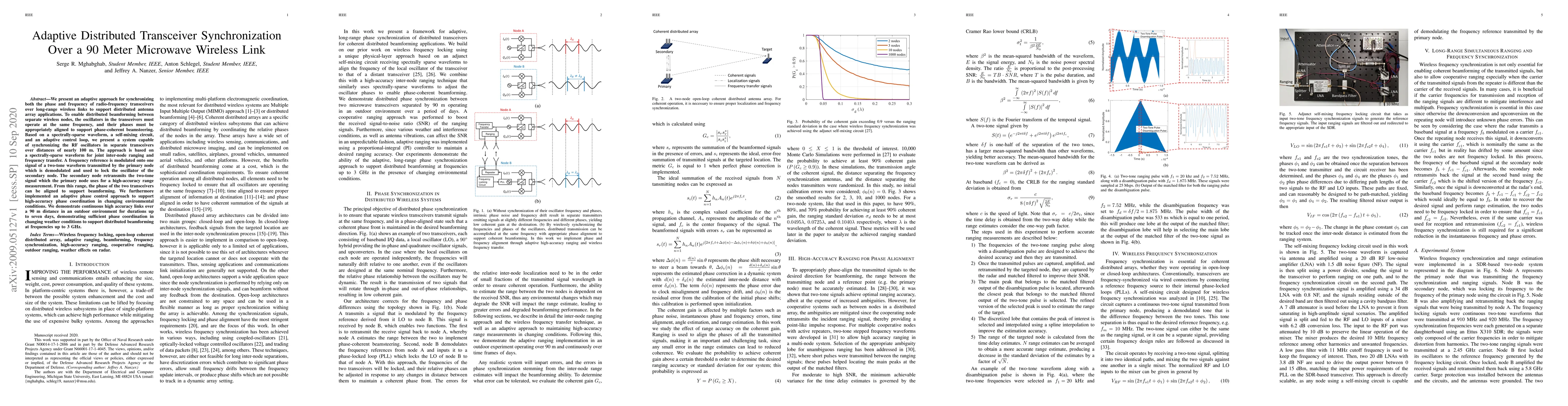 Thumbnail for Adaptive Distributed Transceiver Synchronization Over a 90 Meter
  Microwave Wireless Link