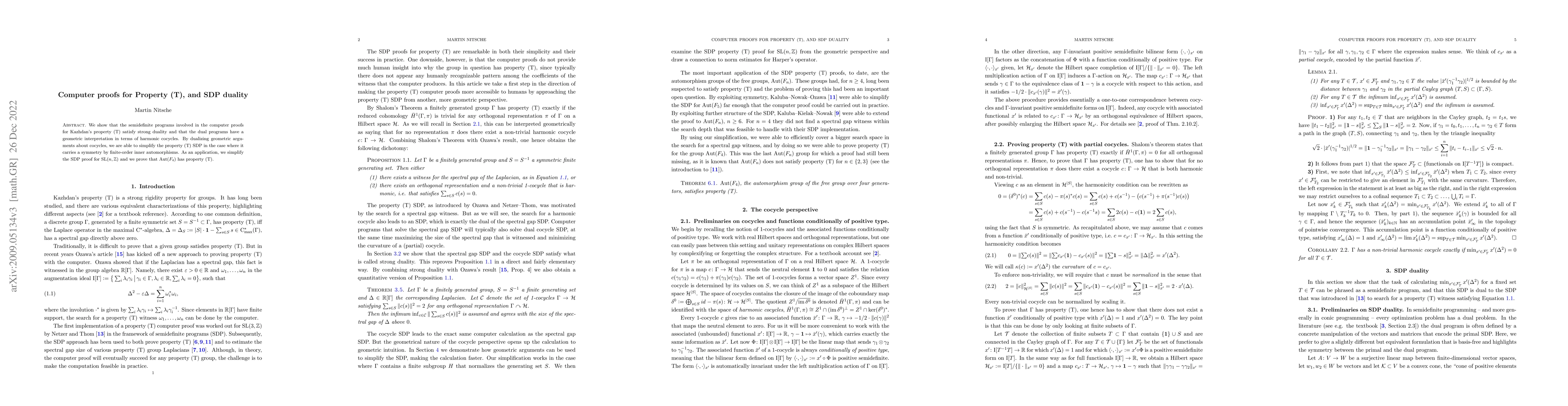 Thumbnail for Computer proofs for Property (T), and SDP duality