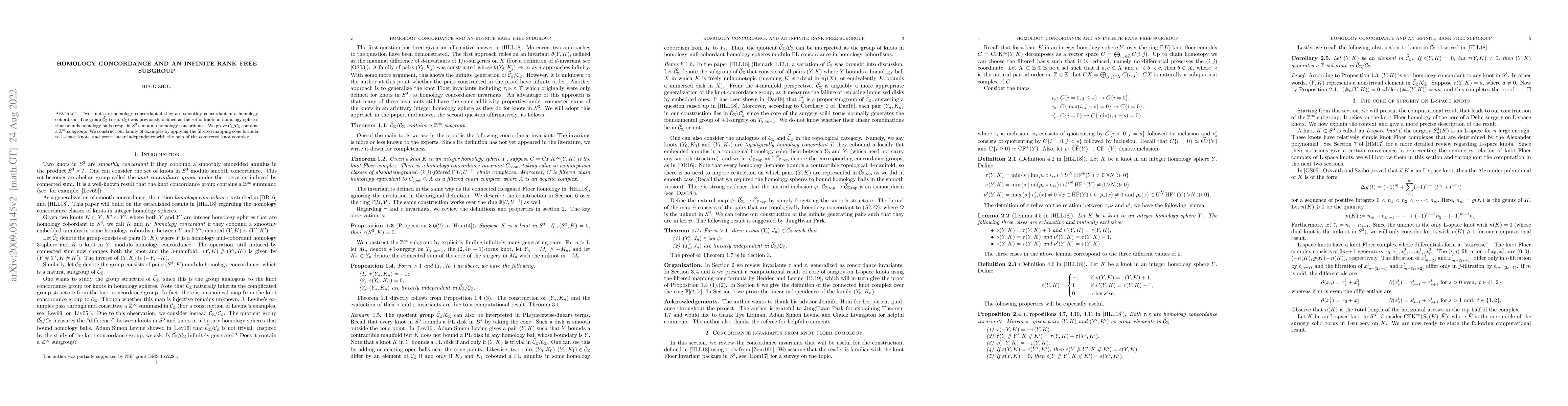 Thumbnail for Homology concordance and an infinite rank free subgroup