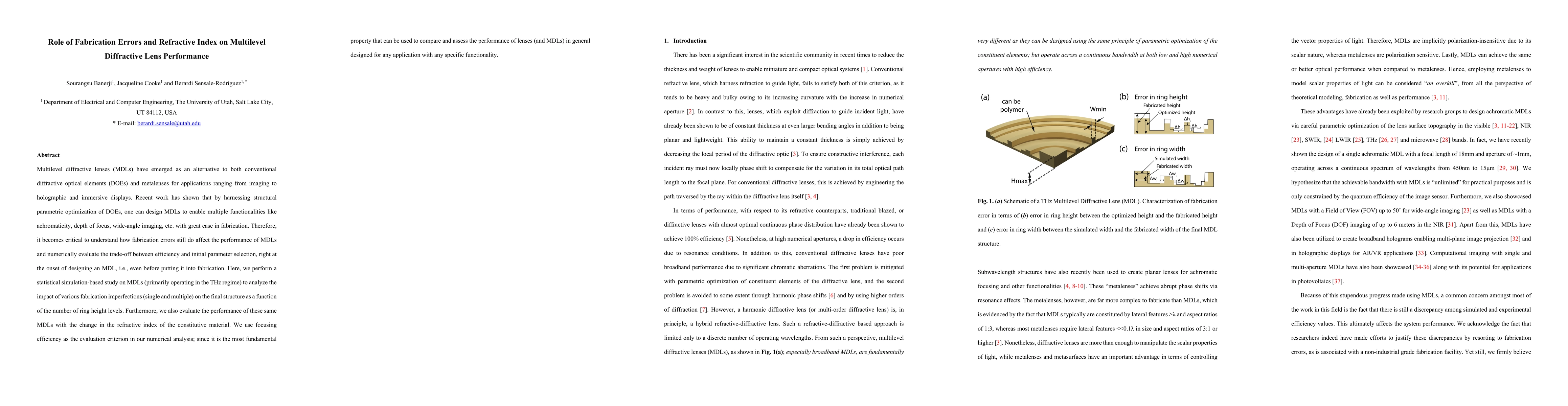 Thumbnail for Role of Fabrication Errors and Refractive Index on Multilevel
  Diffractive Lens Performance