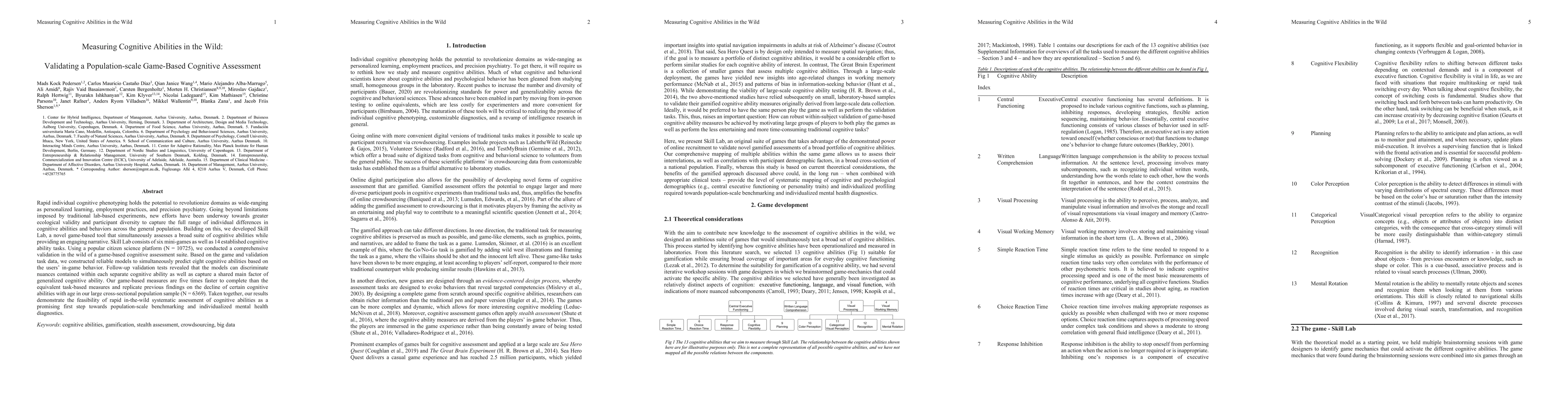 Thumbnail for Measuring Cognitive Abilities in the Wild: Validating a Population-Scale
  Game-Based Cognitive Assessment