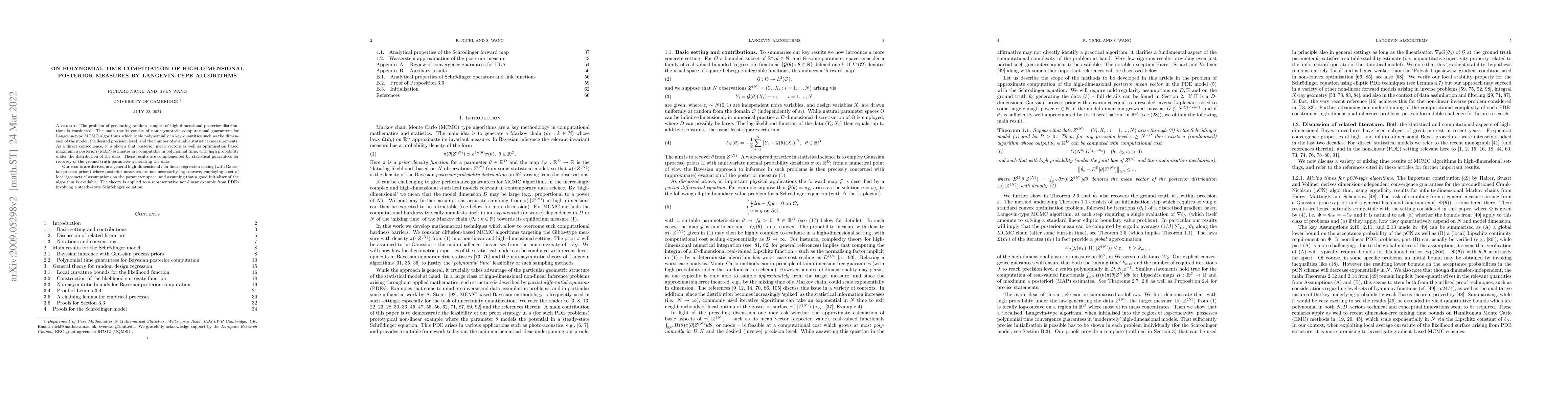 Thumbnail for On polynomial-time computation of high-dimensional posterior measures by
  Langevin-type algorithms