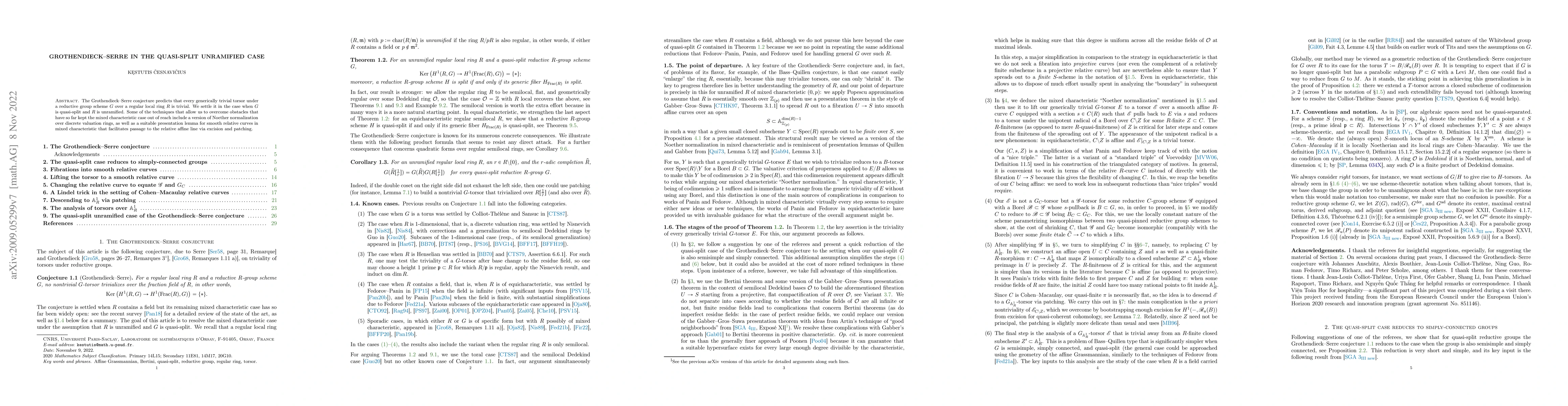 Thumbnail for Grothendieck-Serre in the quasi-split unramified case