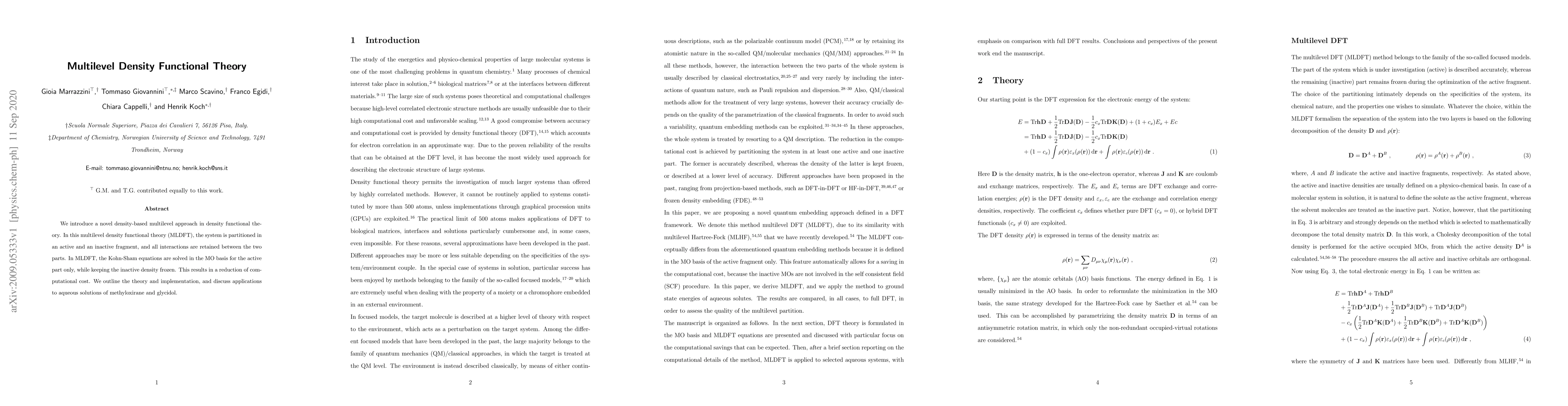 Thumbnail for Multilevel Density Functional Theory