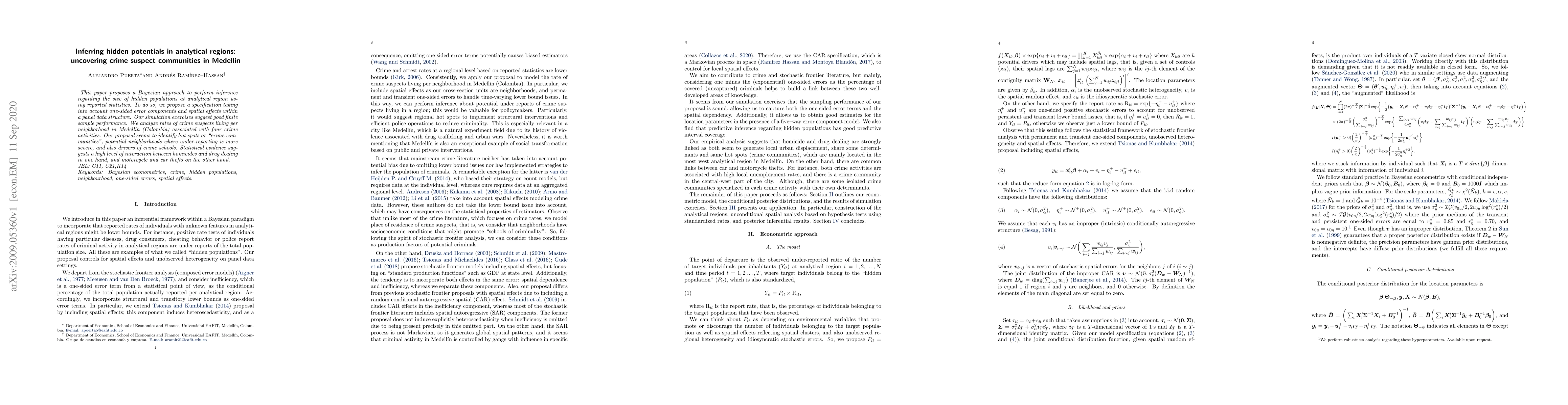 Thumbnail for Inferring hidden potentials in analytical regions: uncovering crime
  suspect communities in Medell\'in