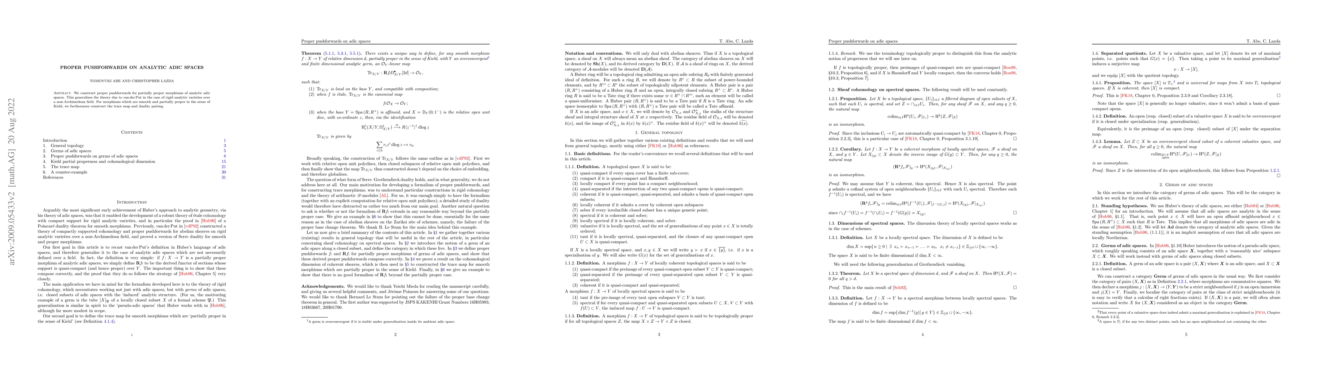 Thumbnail for Proper pushforwards on analytic adic spaces