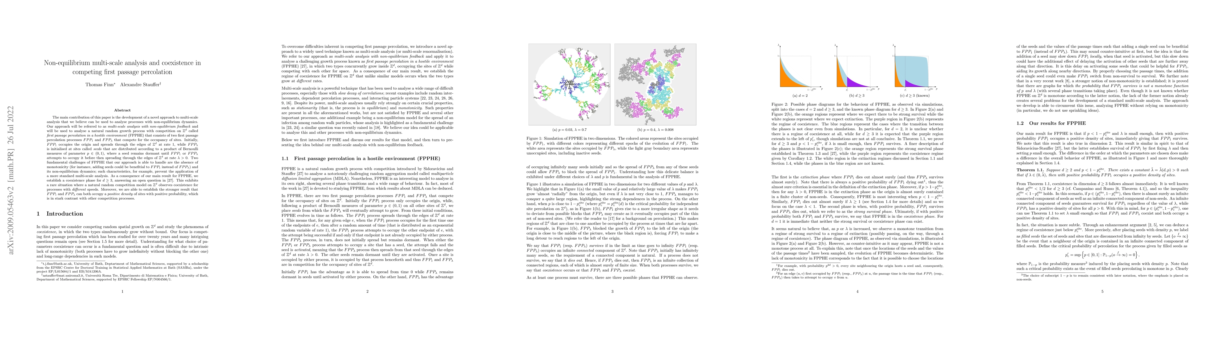 Thumbnail for Non-equilibrium multi-scale analysis and coexistence in competing first
  passage percolation
