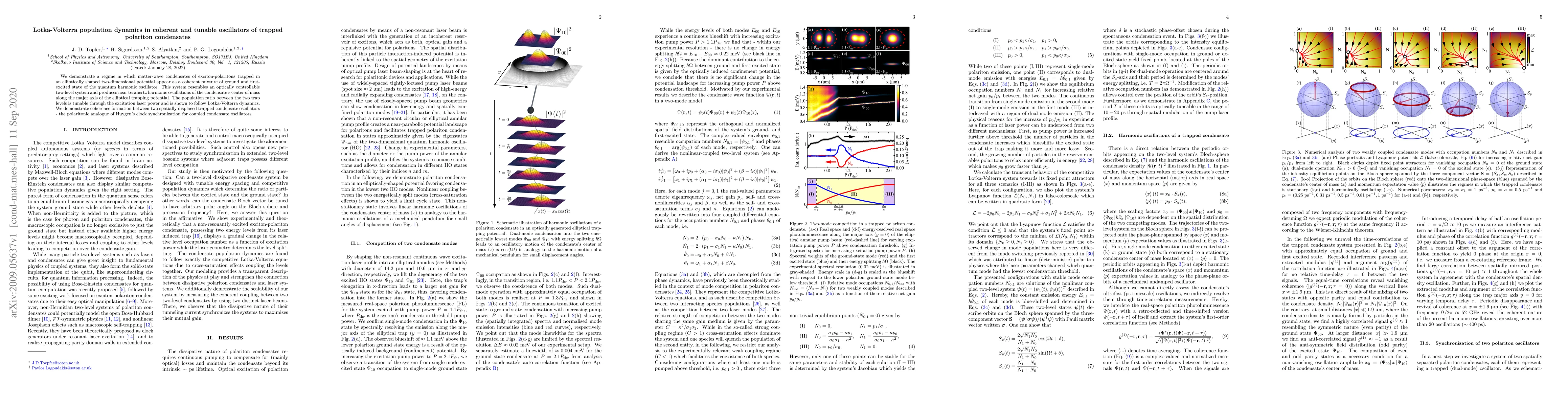 Thumbnail for Lotka-Volterra population dynamics in coherent and tunable oscillators
  of trapped polariton condensates