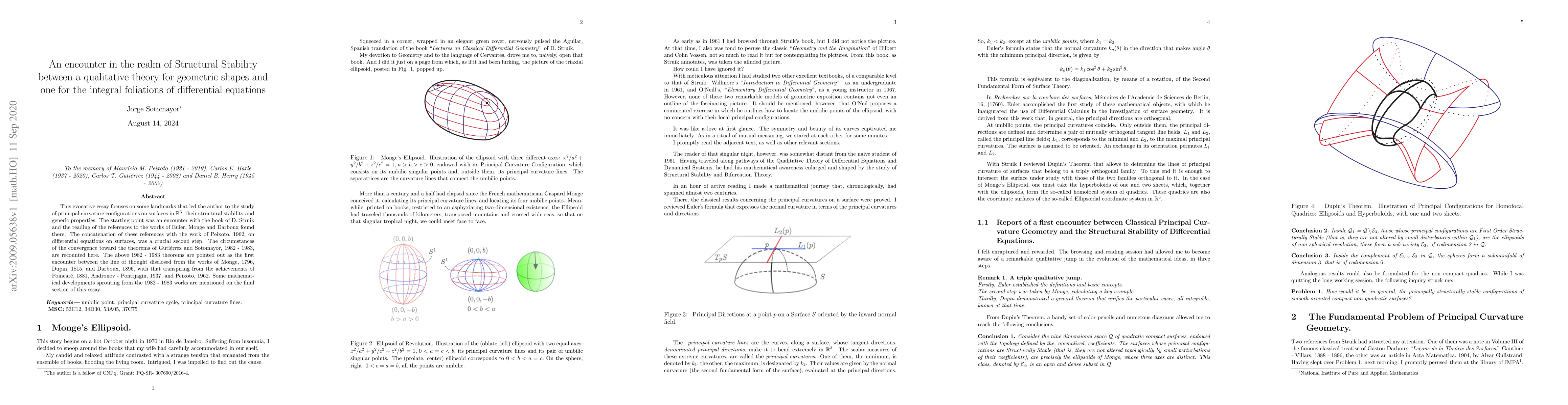 Thumbnail for An encounter in the realm of Structural Stability between a qualitative
  theory for geometric shapes and one for the integral foliations of
  differential equations