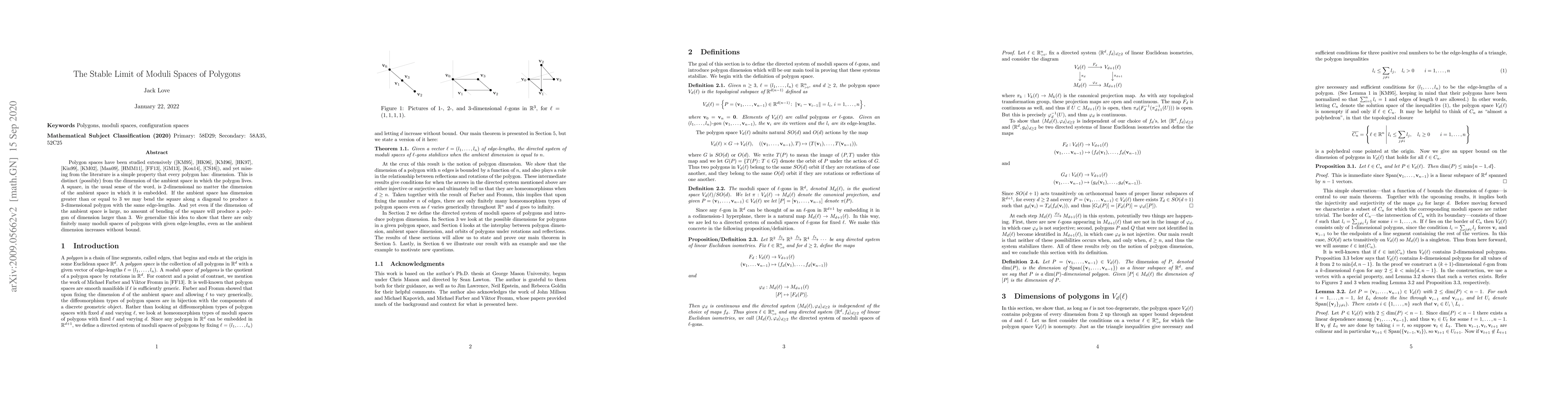 Thumbnail for The Stable Limit of Moduli Spaces of Polygons