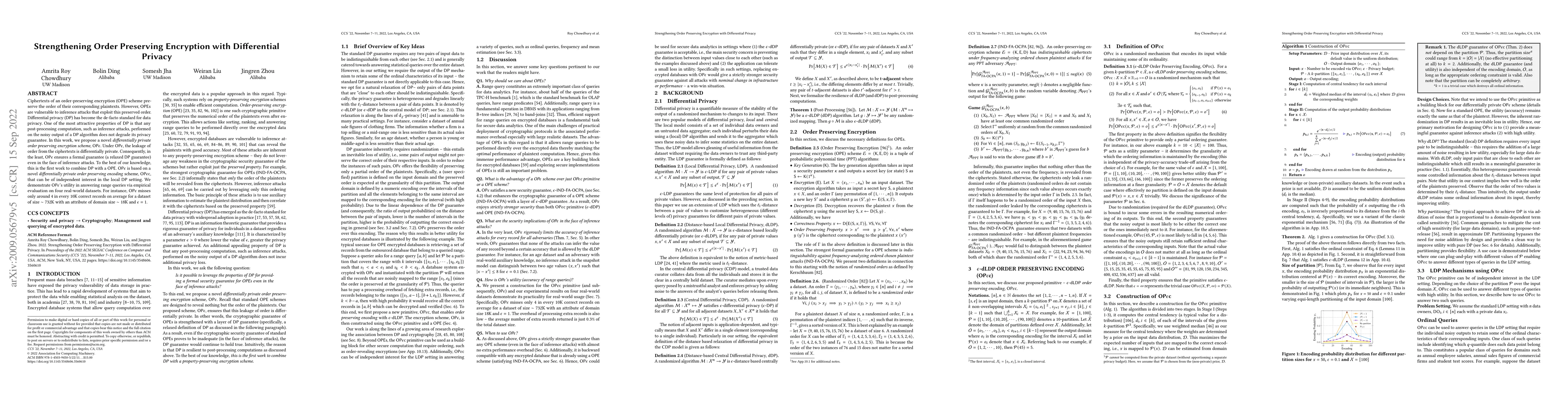Thumbnail for Strengthening Order Preserving Encryption with Differential Privacy