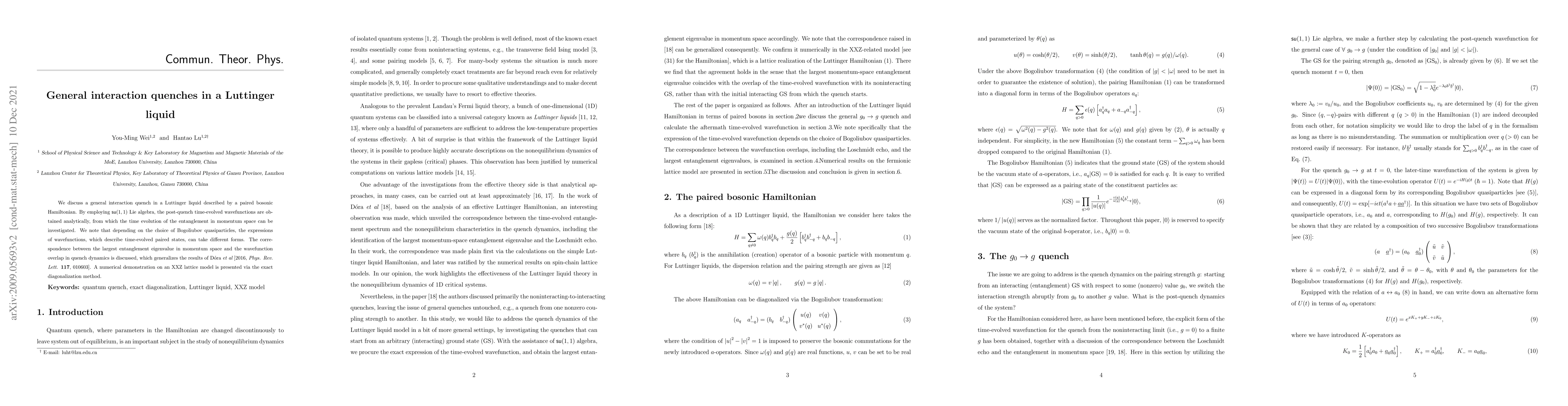 Thumbnail for General interaction quenches in a Luttinger liquid