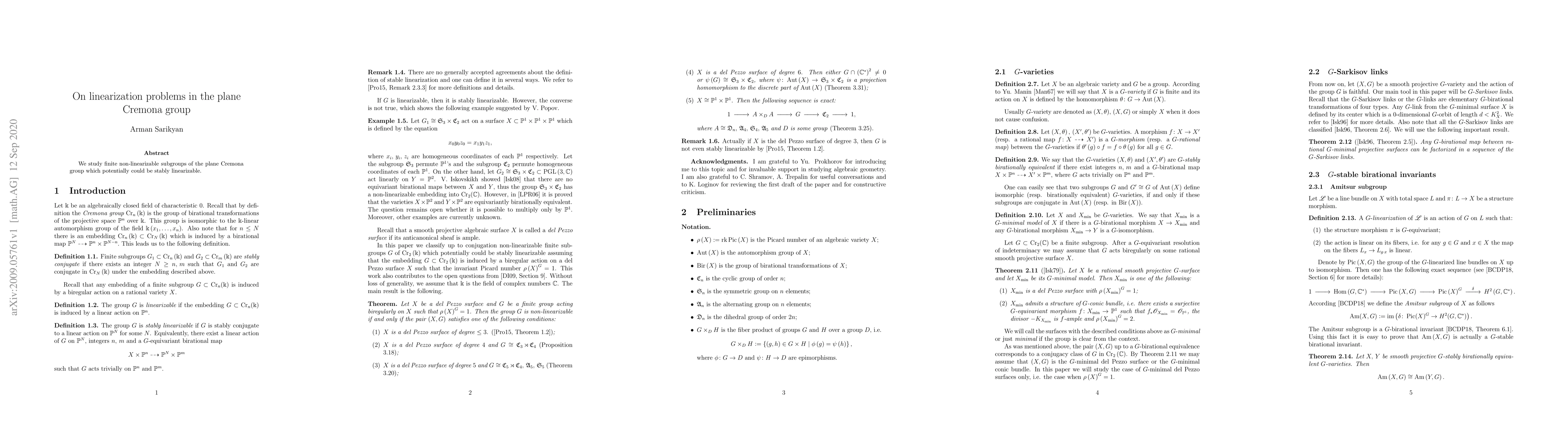 Thumbnail for On linearization problems in the plane Cremona group