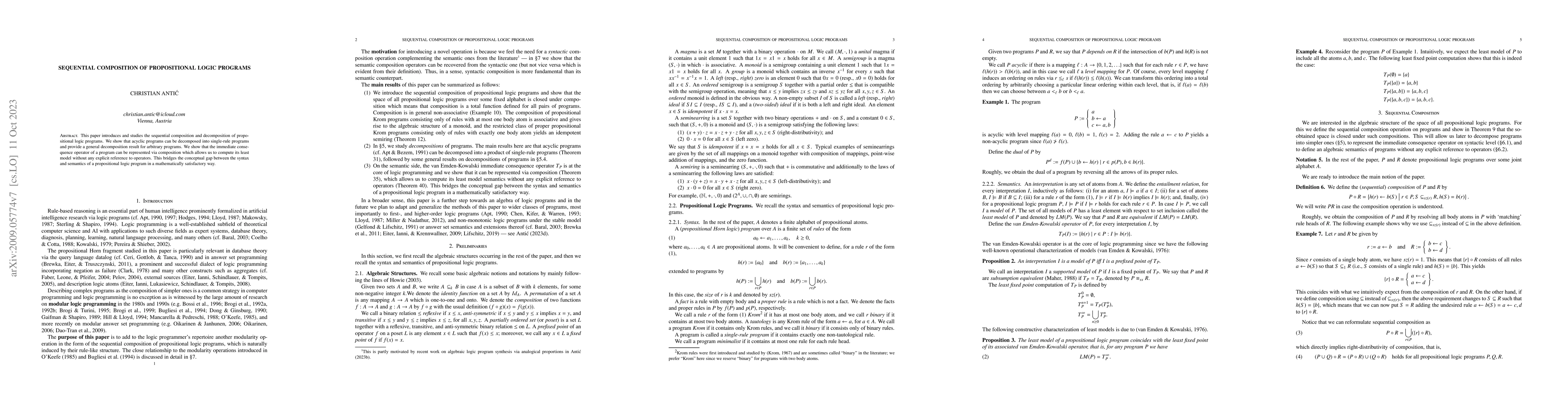 Thumbnail for Sequential composition of propositional logic programs