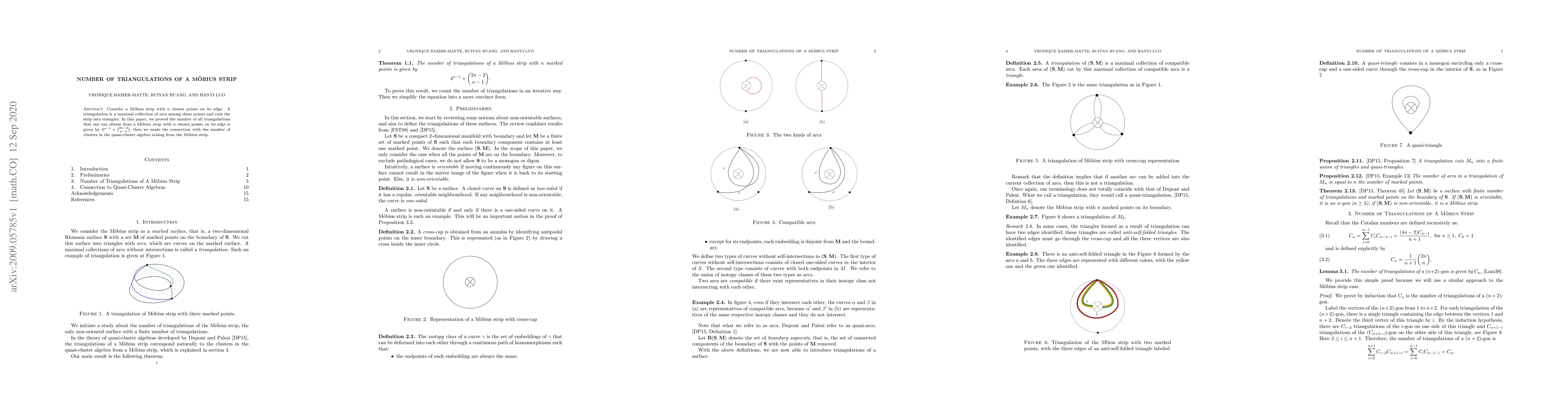 Thumbnail for Number of Triangulations of a M\"obius Strip