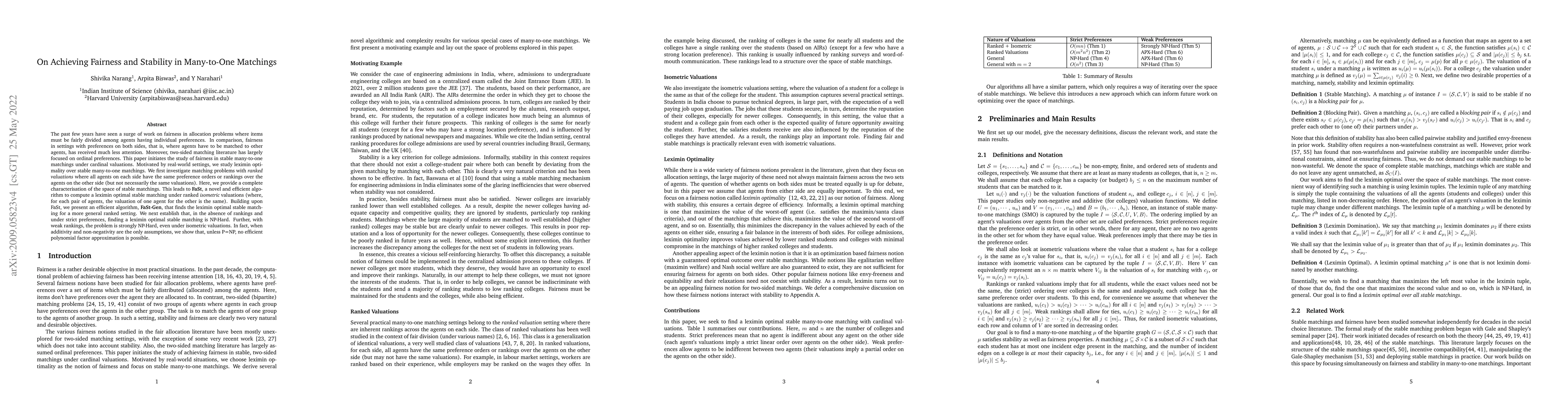 Thumbnail for On Achieving Leximin Fairness and Stability in Many-to-One Matchings