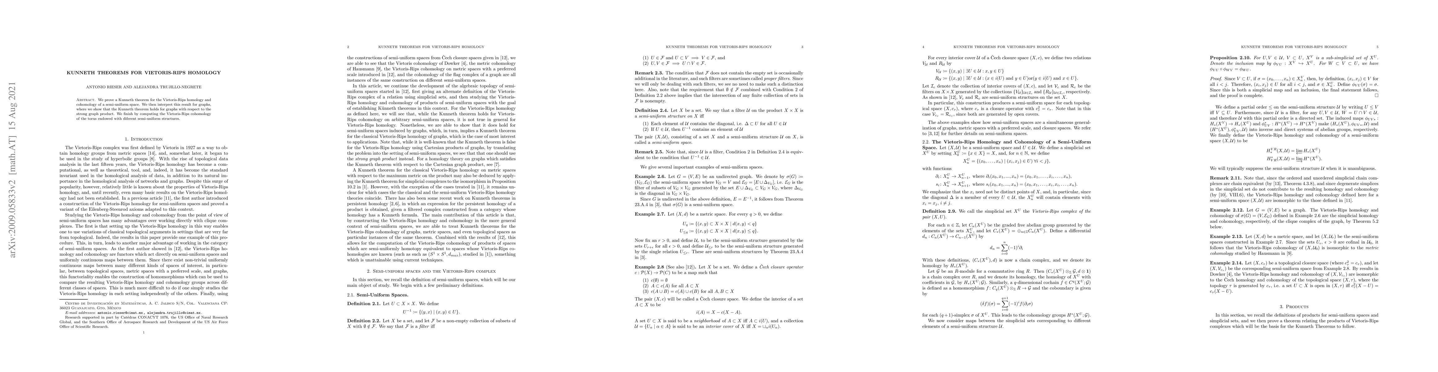 Thumbnail for Kunneth Theorems for Vietoris-Rips Homology
