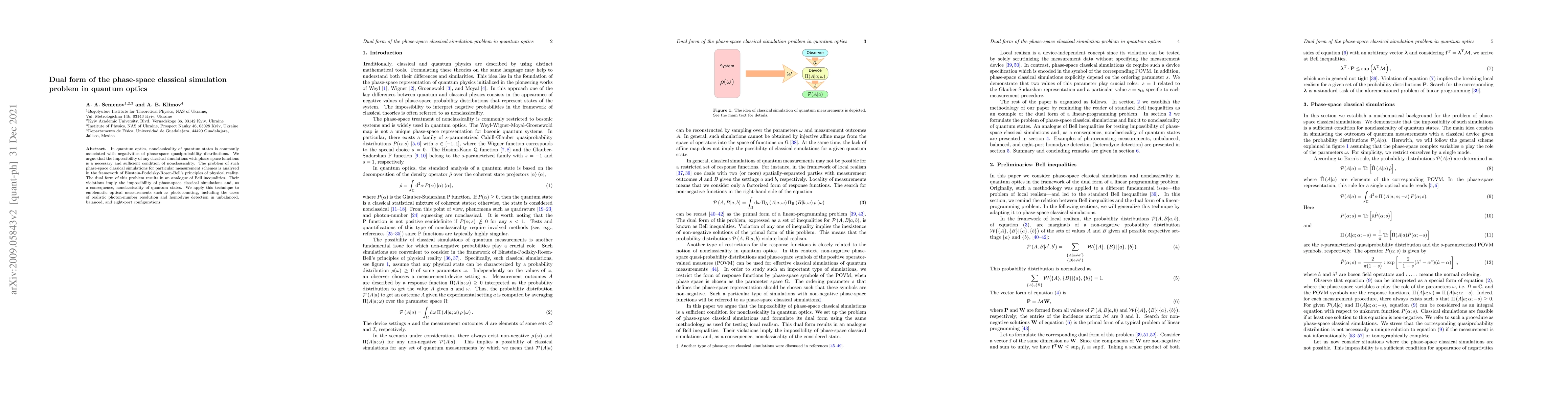 Thumbnail for Dual form of the phase-space classical simulation problem in quantum
  optics