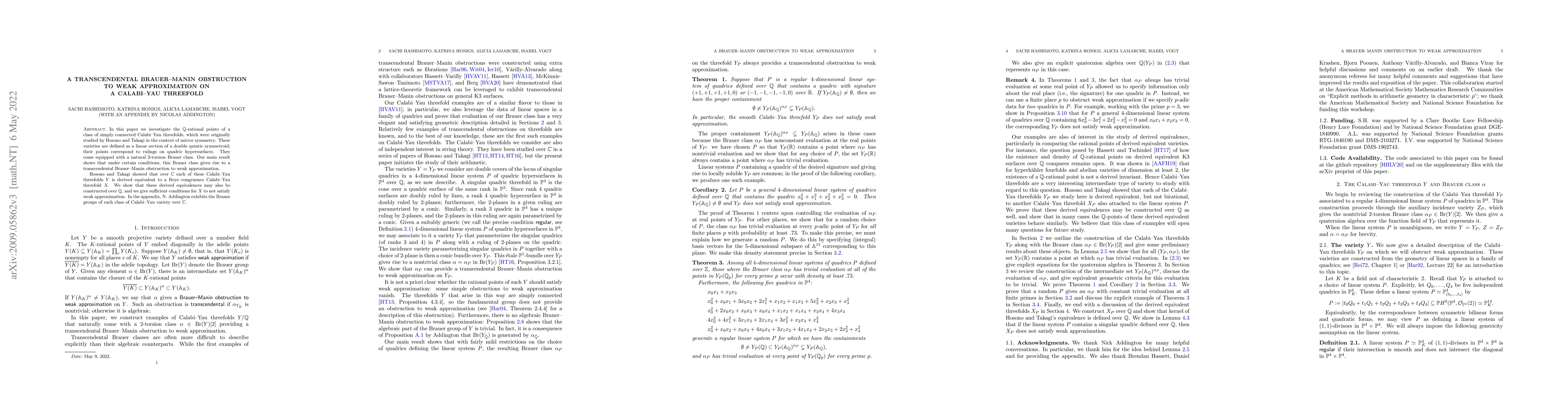 Thumbnail for A transcendental Brauer-Manin obstruction to weak approximation on a
  Calabi-Yau threefold