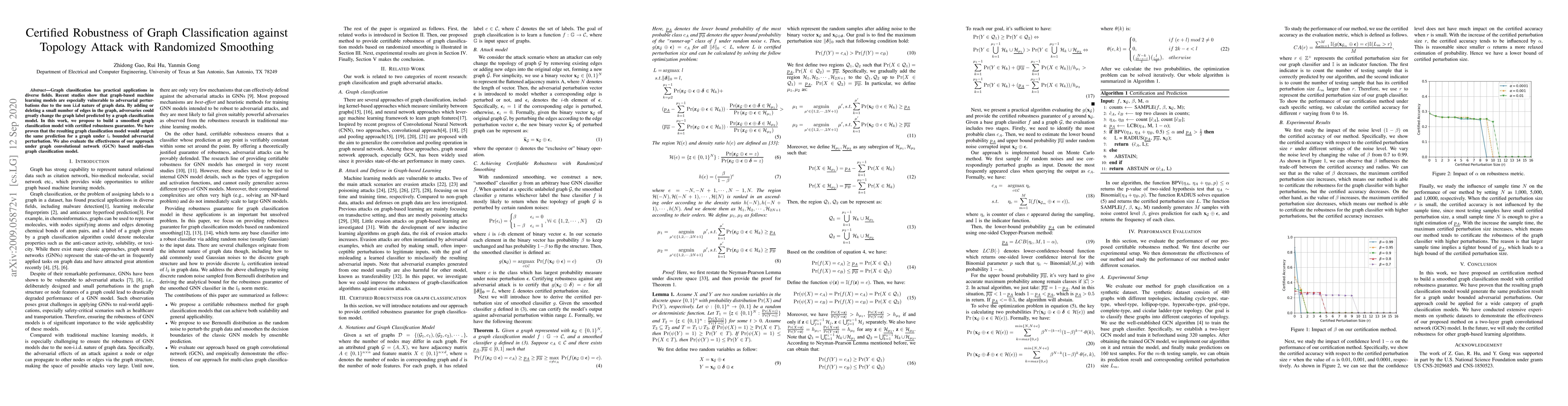 Thumbnail for Certified Robustness of Graph Classification against Topology Attack
  with Randomized Smoothing