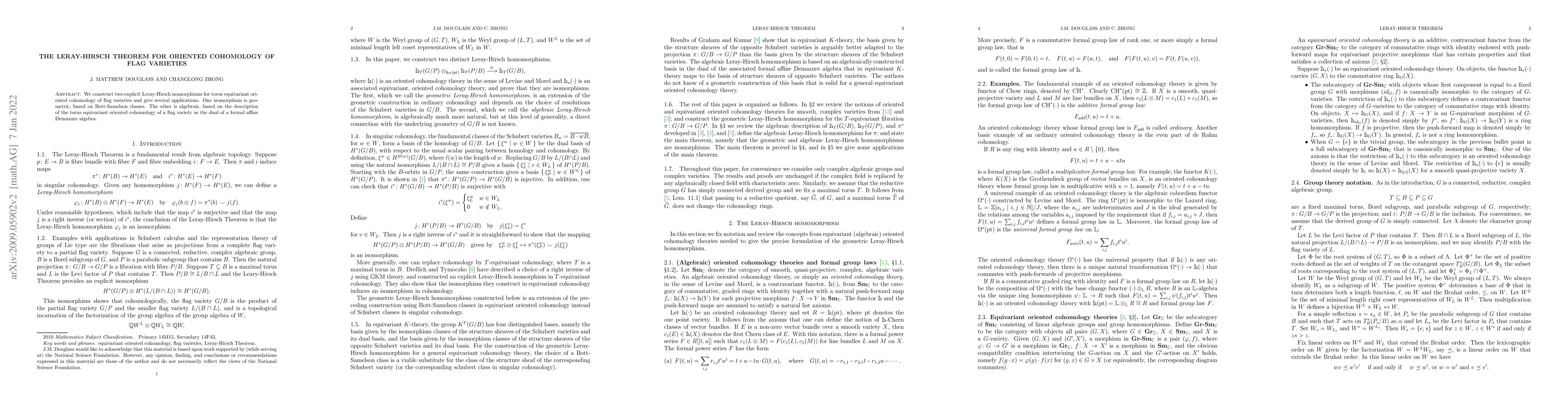 Thumbnail for The Leray-Hirsch Theorem for equivariant oriented cohomology of flag
  varieties