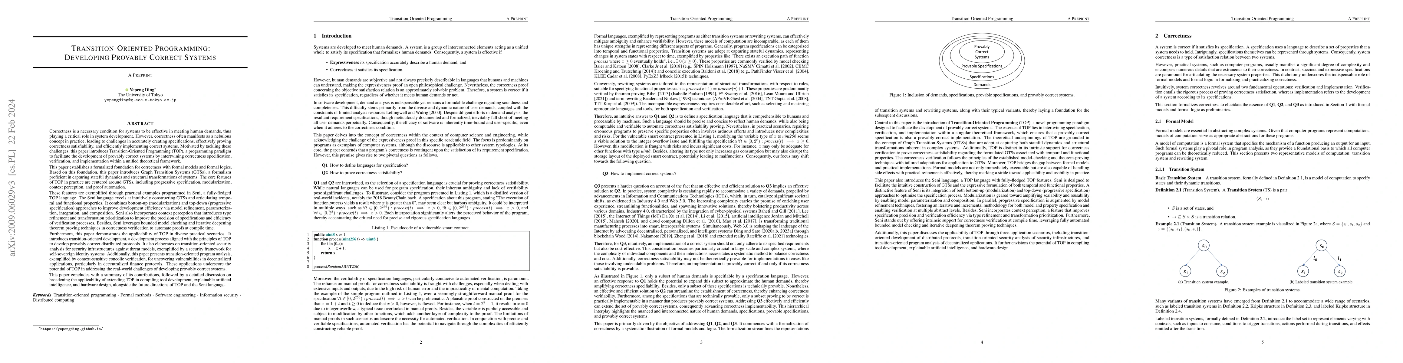 Thumbnail for Transition-Oriented Programming: Developing Provably Correct Systems
