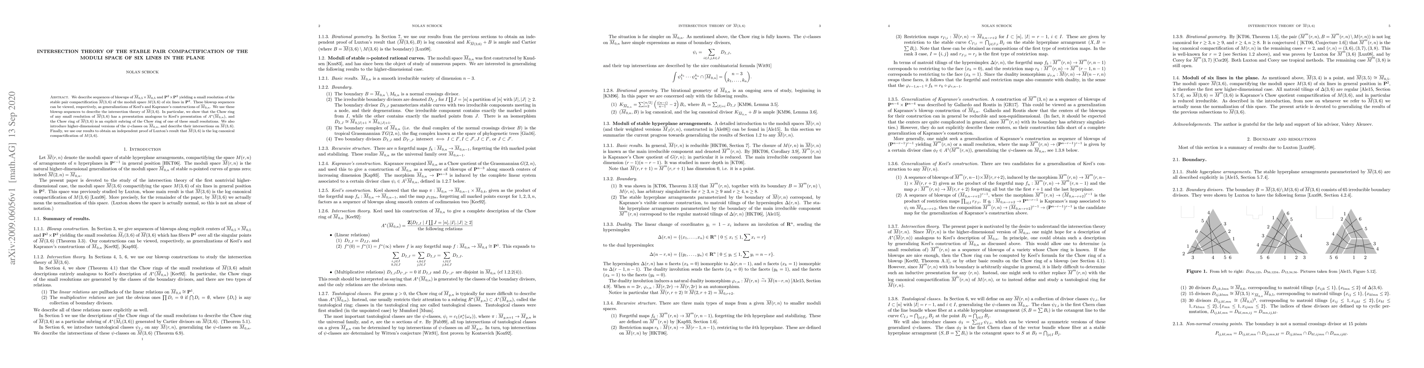 Thumbnail for Intersection theory of the stable pair compactification of the moduli
  space of six lines in the plane