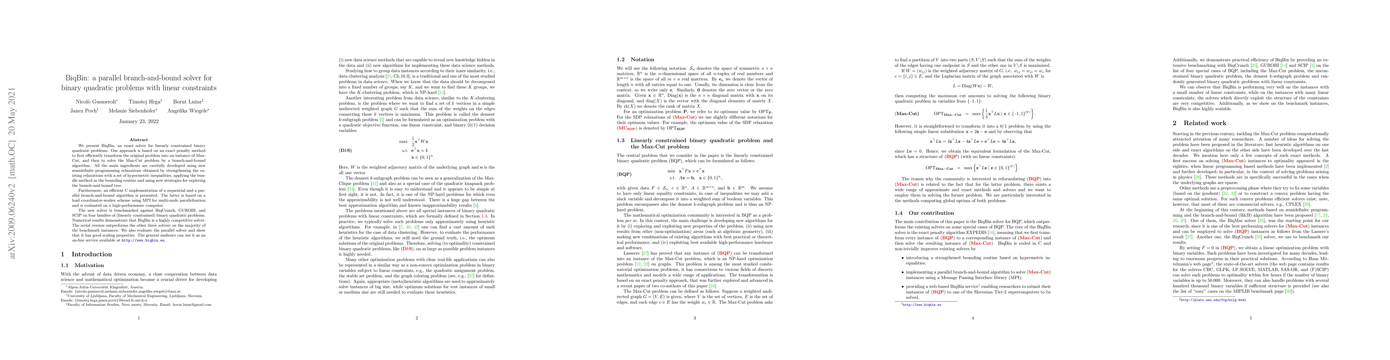 Thumbnail for BiqBin: a parallel branch-and-bound solver for binary quadratic problems
  with linear constraints