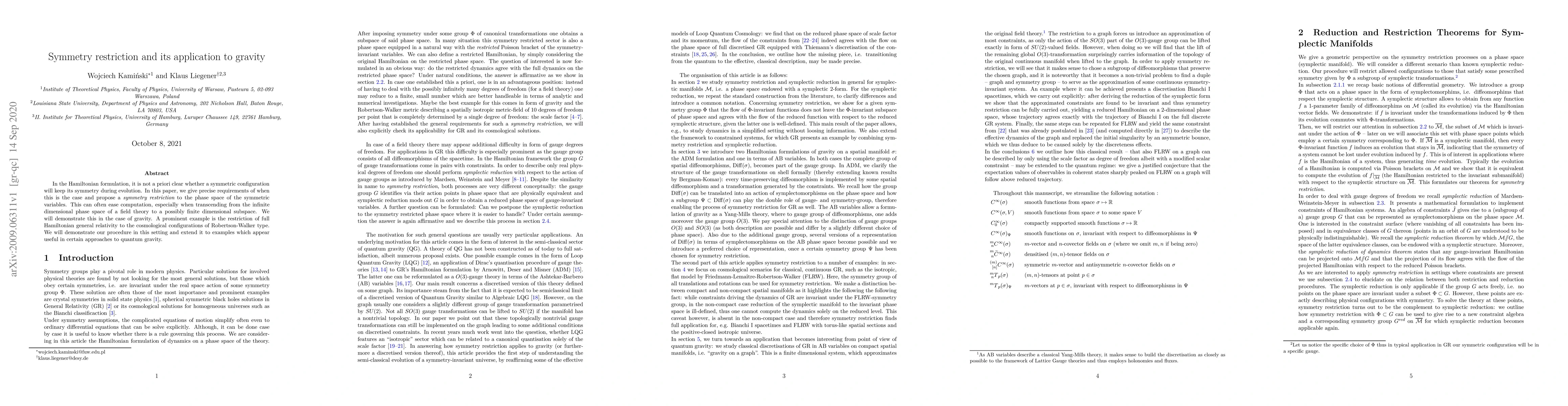 Thumbnail for Symmetry restriction and its application to gravity