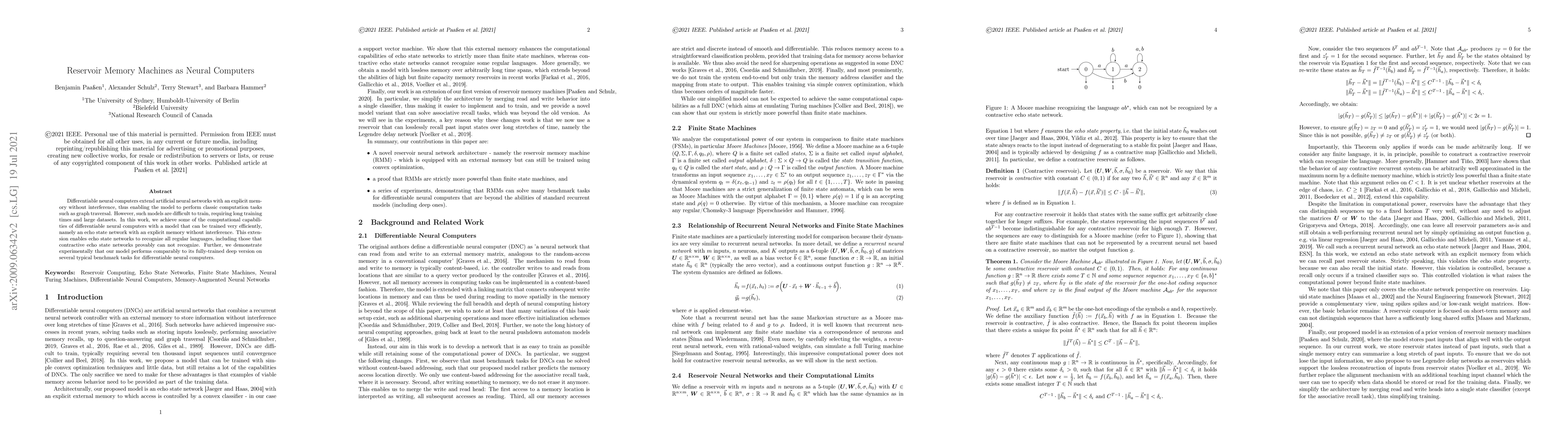 Thumbnail for Reservoir Memory Machines as Neural Computers