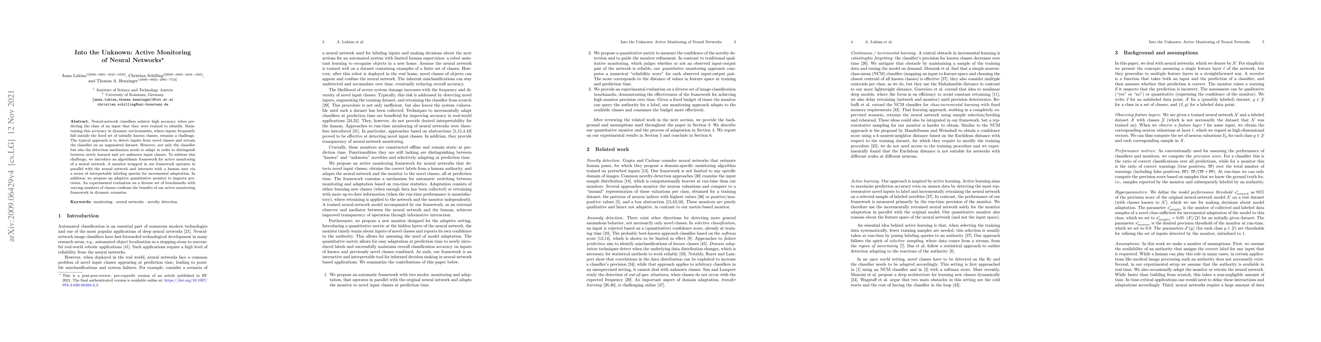 Thumbnail for Into the Unknown: Active Monitoring of Neural Networks