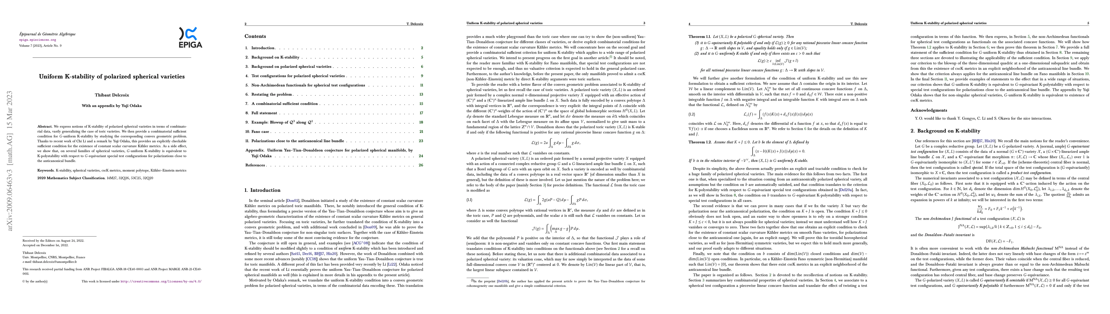 Thumbnail for Uniform K-stability of polarized spherical varieties