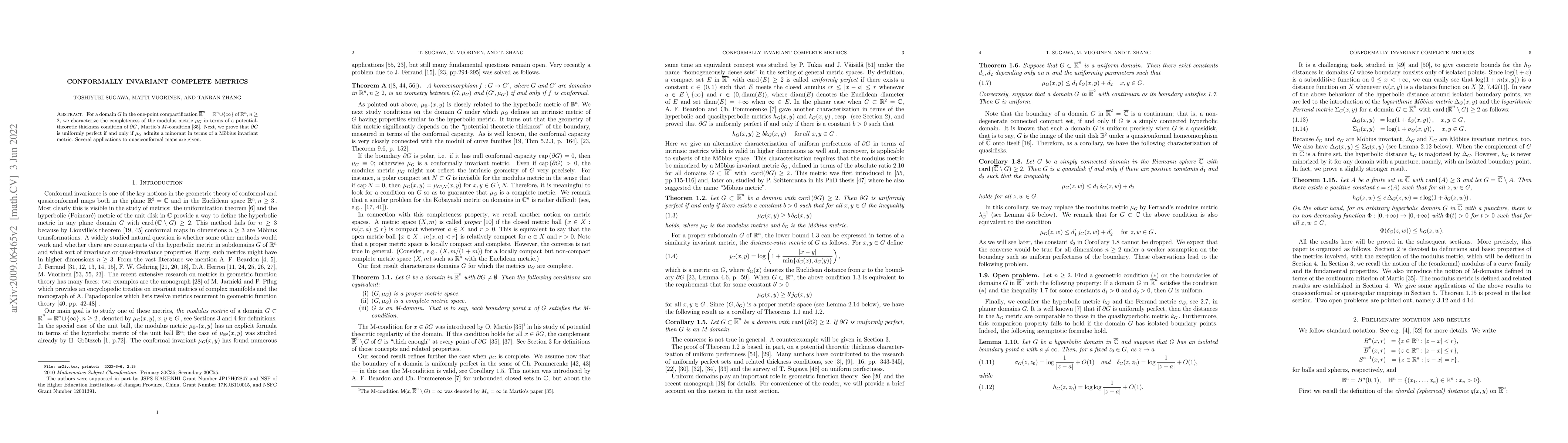 Thumbnail for Conformally invariant complete metrics