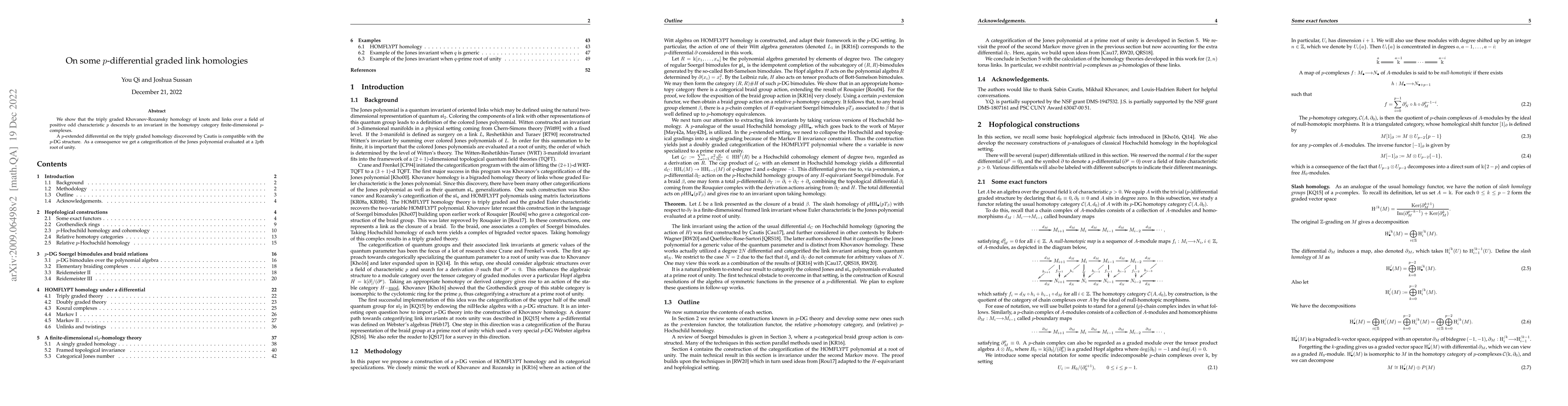 Thumbnail for On some $p$-differential graded link homologies