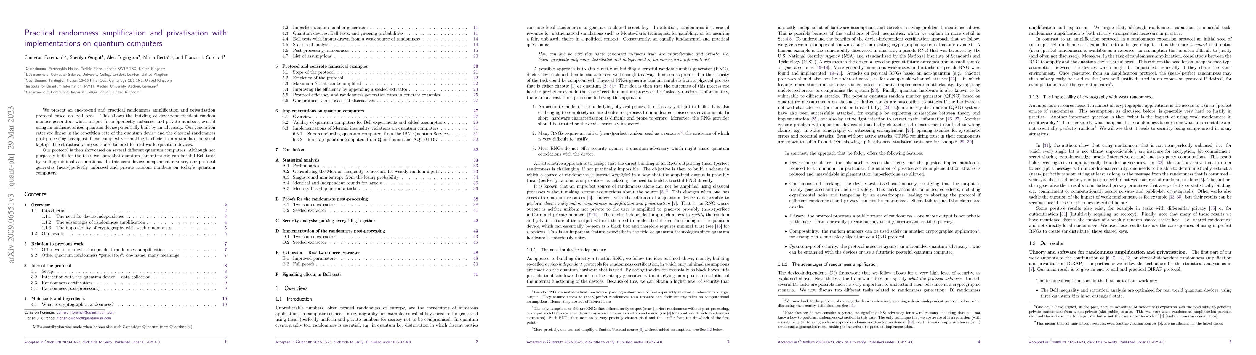 Thumbnail for Practical randomness amplification and privatisation with
  implementations on quantum computers