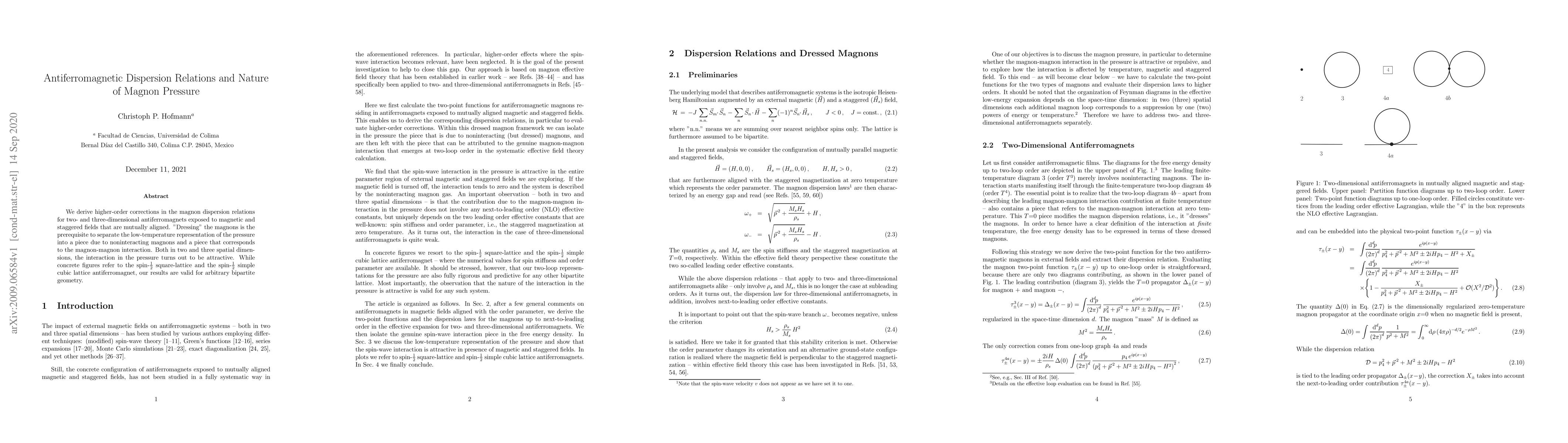 Thumbnail for Antiferromagnetic Dispersion Relations and Nature of Magnon Pressure