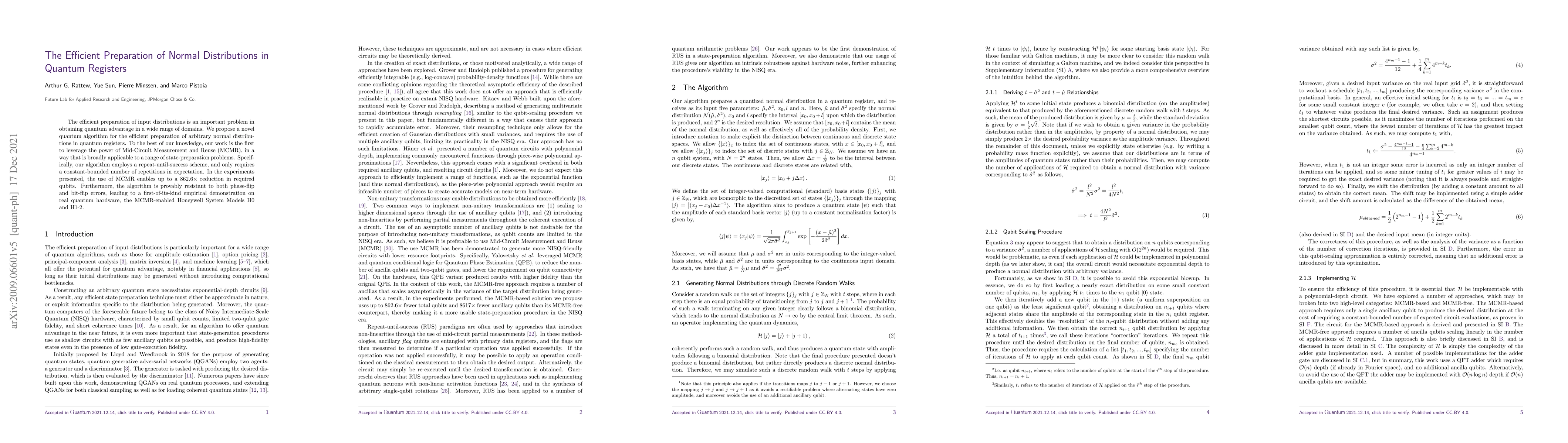 Thumbnail for The Efficient Preparation of Normal Distributions in Quantum Registers