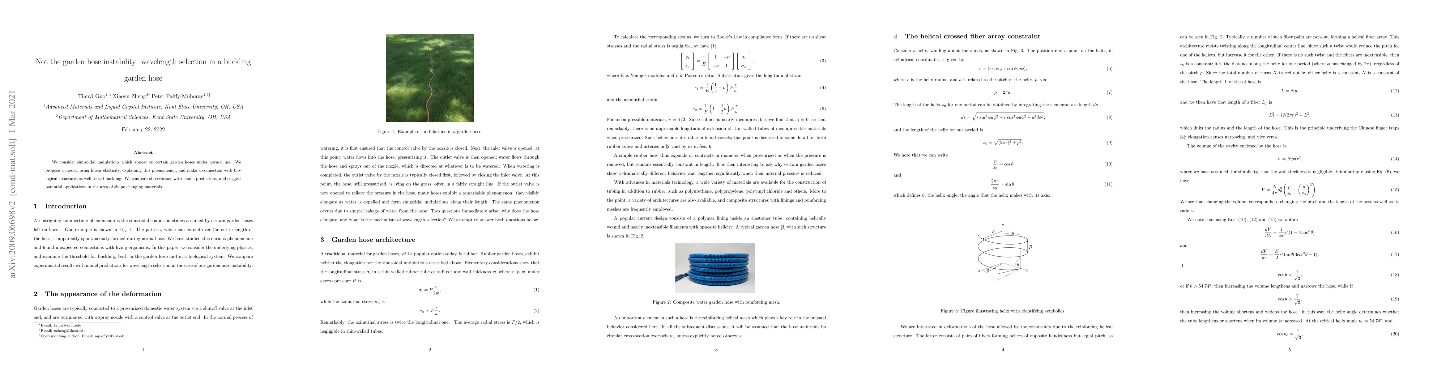 Thumbnail for Wavelength selection in a buckling garden hose
