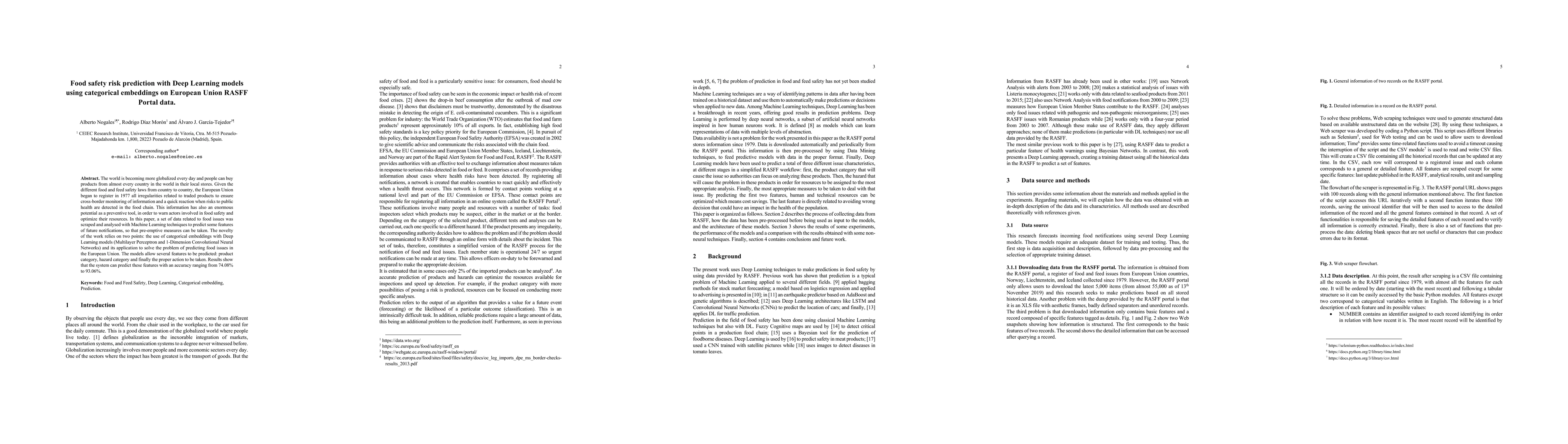 Thumbnail for Food safety risk prediction with Deep Learning models using categorical
  embeddings on European Union data