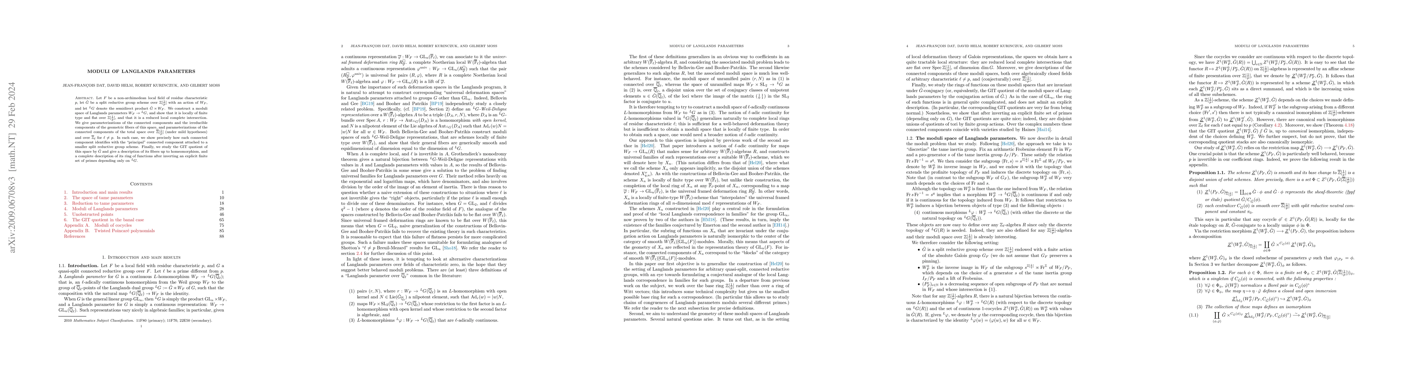 Thumbnail for Moduli of Langlands Parameters