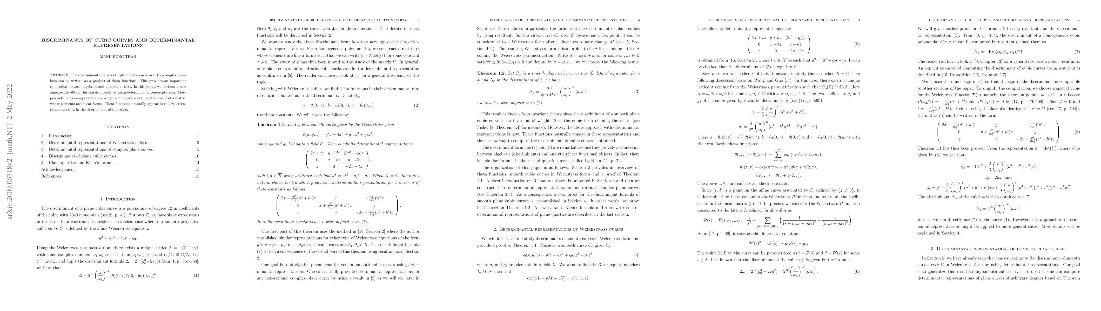 Thumbnail for Discriminants of cubic curves and determinantal representations