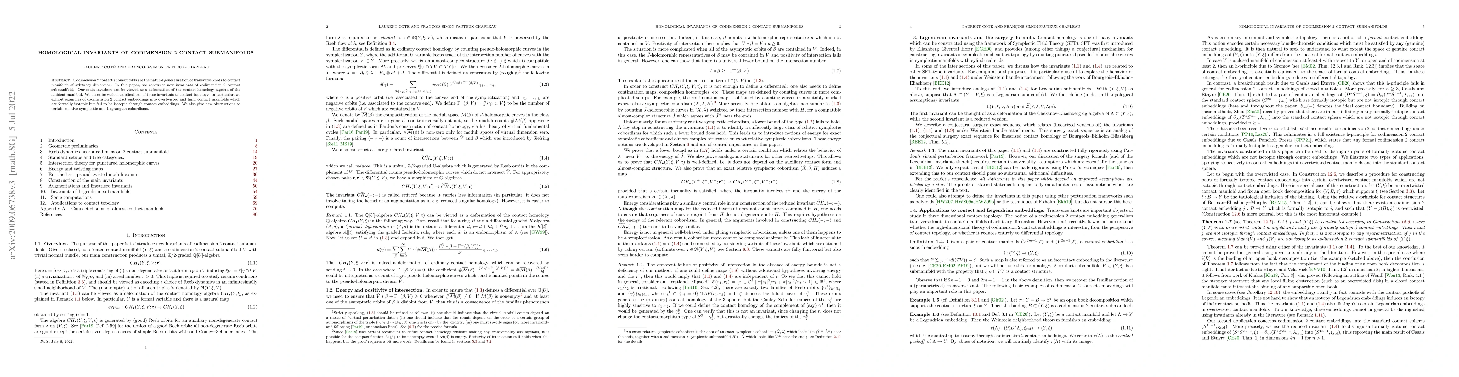 Thumbnail for Homological invariants of codimension 2 contact submanifolds
