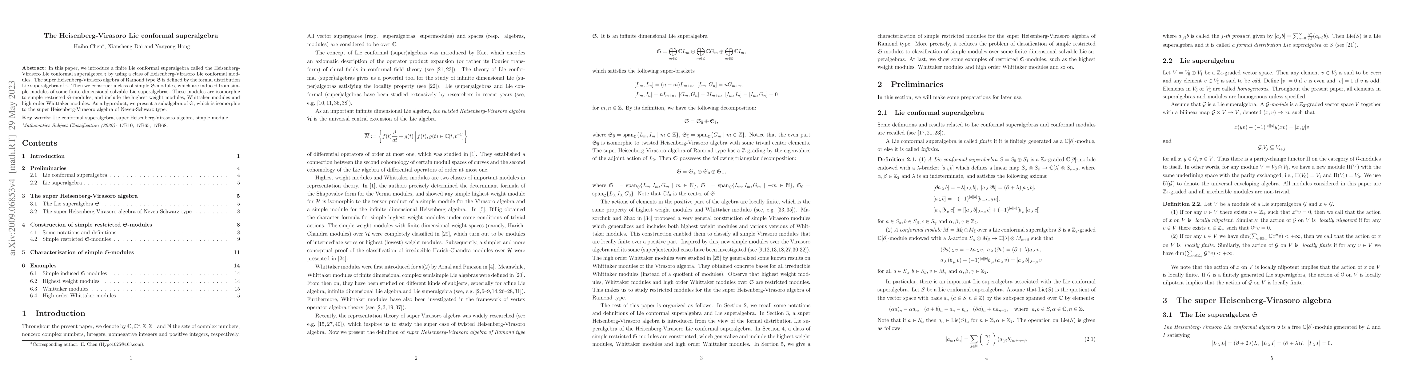 Thumbnail for The Heisenberg-Virasoro Lie conformal superalgebra