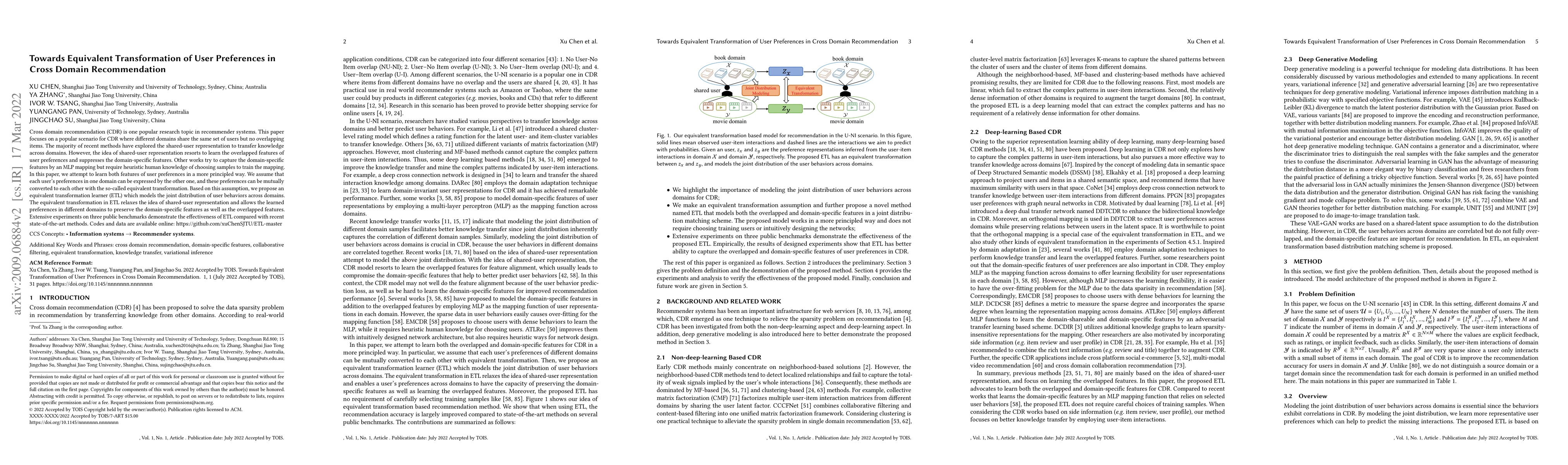 Thumbnail for Towards Equivalent Transformation of User Preferences in Cross Domain
  Recommendation