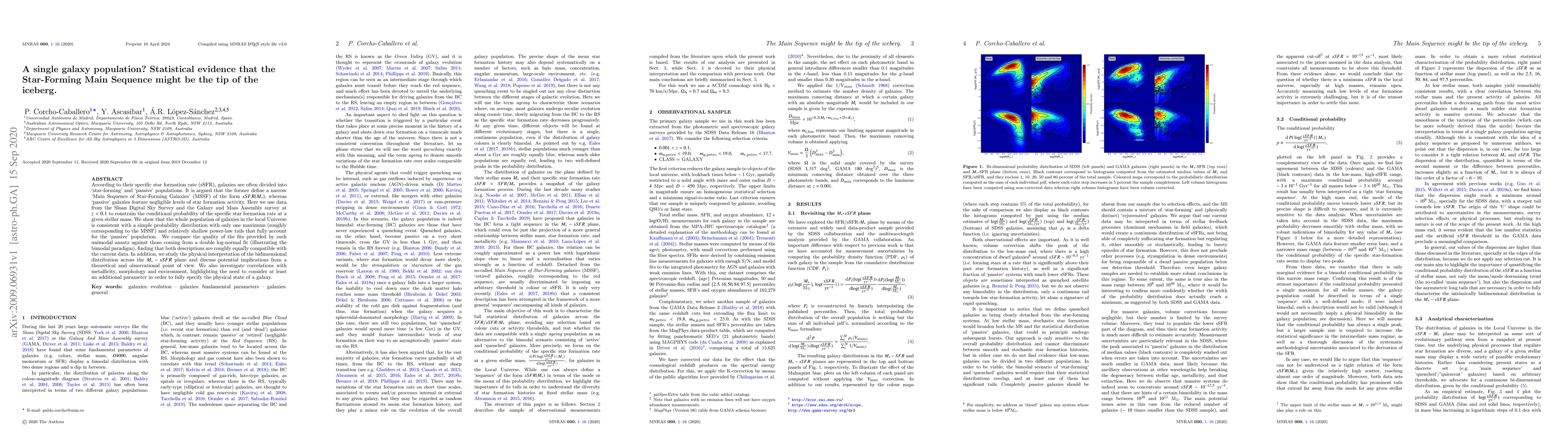 Thumbnail for A single galaxy population? statistical evidence that the Star-Forming
  Main Sequence might be the tip of the iceberg