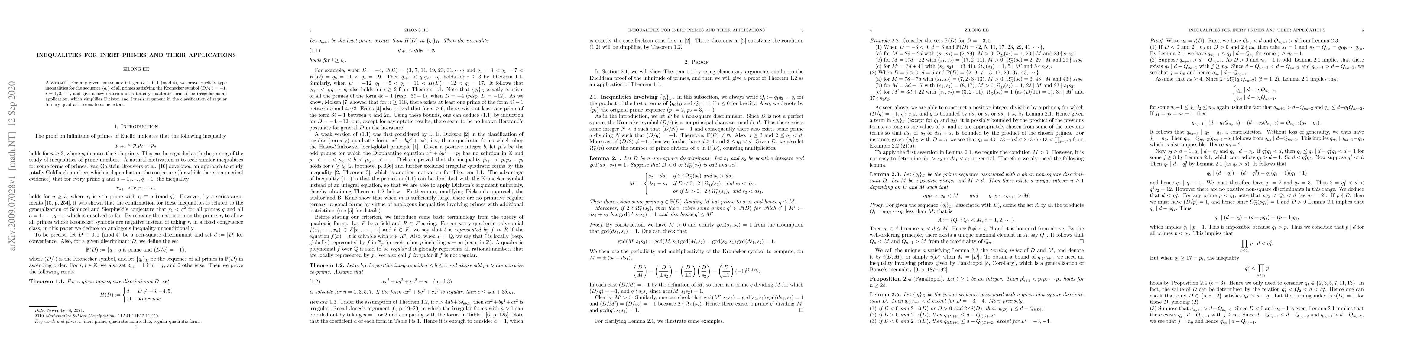 Thumbnail for Inequalities for inert primes and their applications